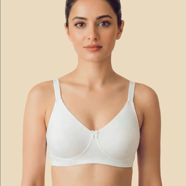 Cotton Non-Padded Full Coverage Everyday Bonded Bra (TW-IS-9401) (White)