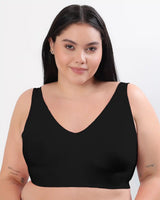 Cotton Non-Padded Plus-Size Bonded Bra with Hidden Concealer (SB-915-Black) (MR)