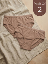 Cotton High Coverage Mid Waist Hipster Panty with Ultra Soft Waistband (TW-63-Fawn)(Pack Of 2)