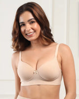 Cotton Non-wired Push-Up Bonded Bra (Level-3 Padding) with 3/4th Coverage (SB-93510) (Skin) (GB)