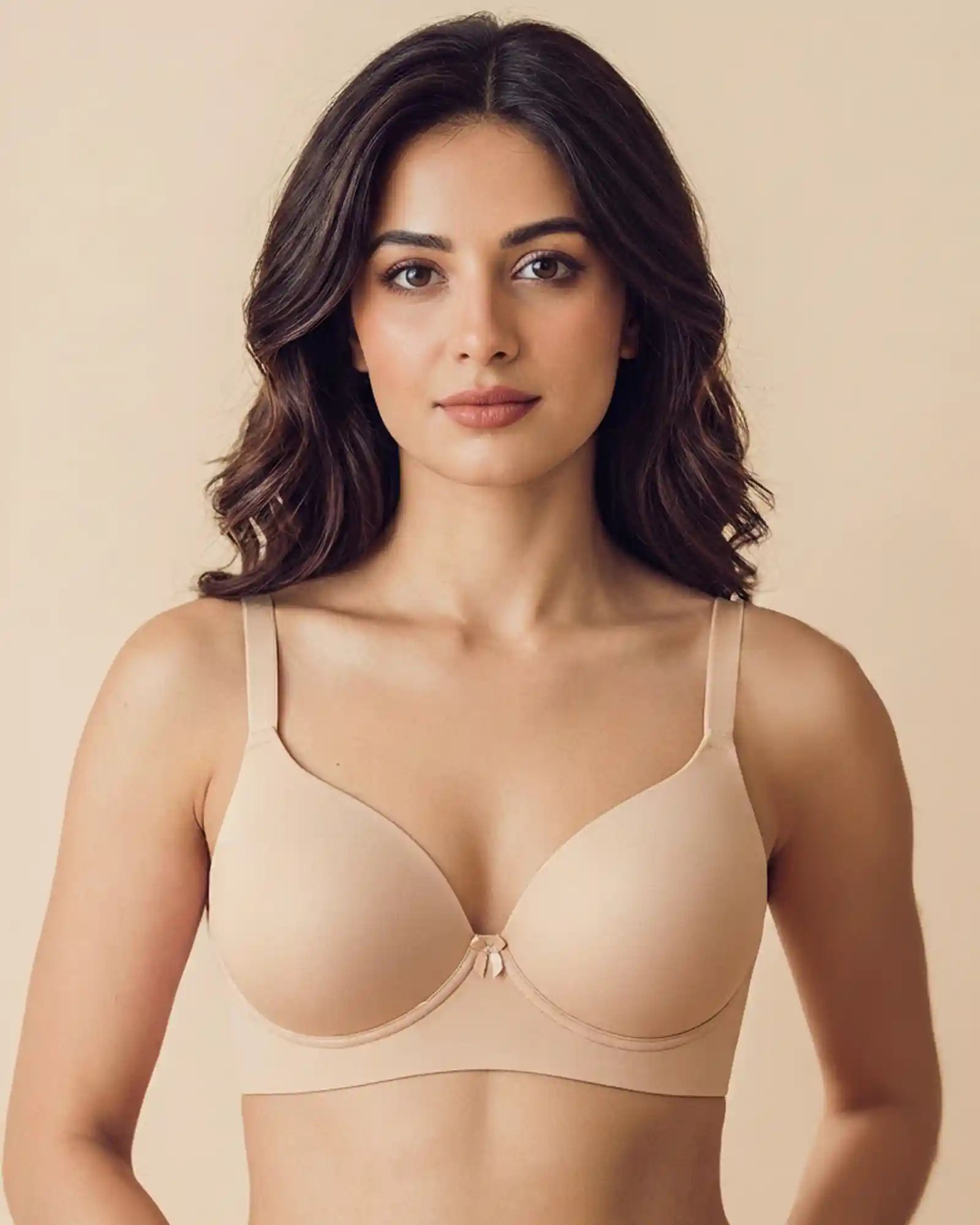 Cotton Non-wired Maximiser Push-Up Bonded Bra (Level-2 Padding) with 3/4th Coverage (SB-97015) (Skin))