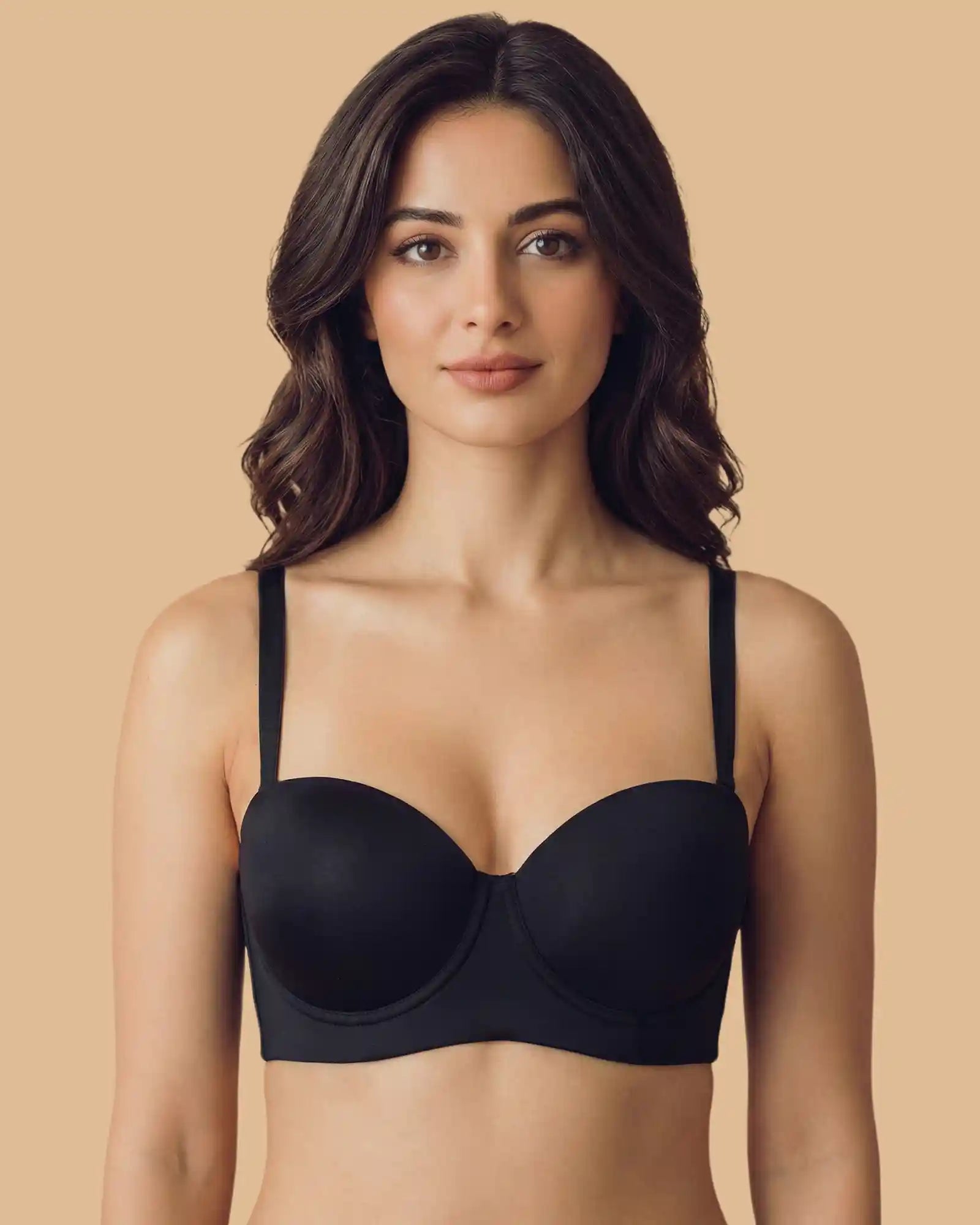 Tweens Bonded Demi-Cup Padded Cotton Spandex Bra (SB-91012)(Black)