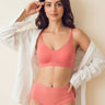 Cotton Full Coverage Padded Bonded Bra & Mid Rise Flexifit Hipster Panty Lingerie Set (TW-SB-938&63) (Coral)