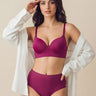 Cotton Push-Up Bonded Bra (Level-2 Padding) 3/4th Coverage & Mid Rise Flexifit Hipster Panty Lingerie Set  (TW-SB-97015&63)(Wine)