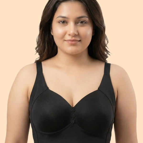 Cotton Padded Plus-Size M-Frame Minimiser Bonded Bra (SB-9203)(Black)