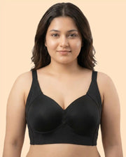 Cotton Padded Plus-Size M-Frame Minimiser Bonded Bra (SB-9203)(Black)