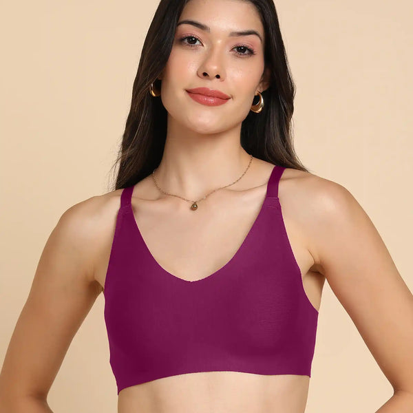 Tweens Non-Padded Cotton Spandex Invisi-Fit Bra (WINE)