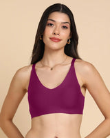 Tweens Bonded Breathable Cotton Non-Padded Full-Coverage Bra with Hidden Concealer (SB-935-Wine)