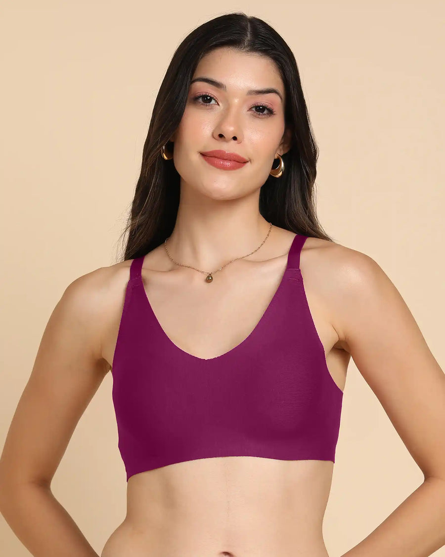 Tweens Bonded Breathable Cotton Non-Padded Full-Coverage Bra with Hidden Concealer (SB-935-Wine)