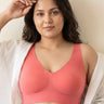 Cotton Non-Padded Plus-Size Bonded Bra with Hidden Concealer (SB-915-Coral)