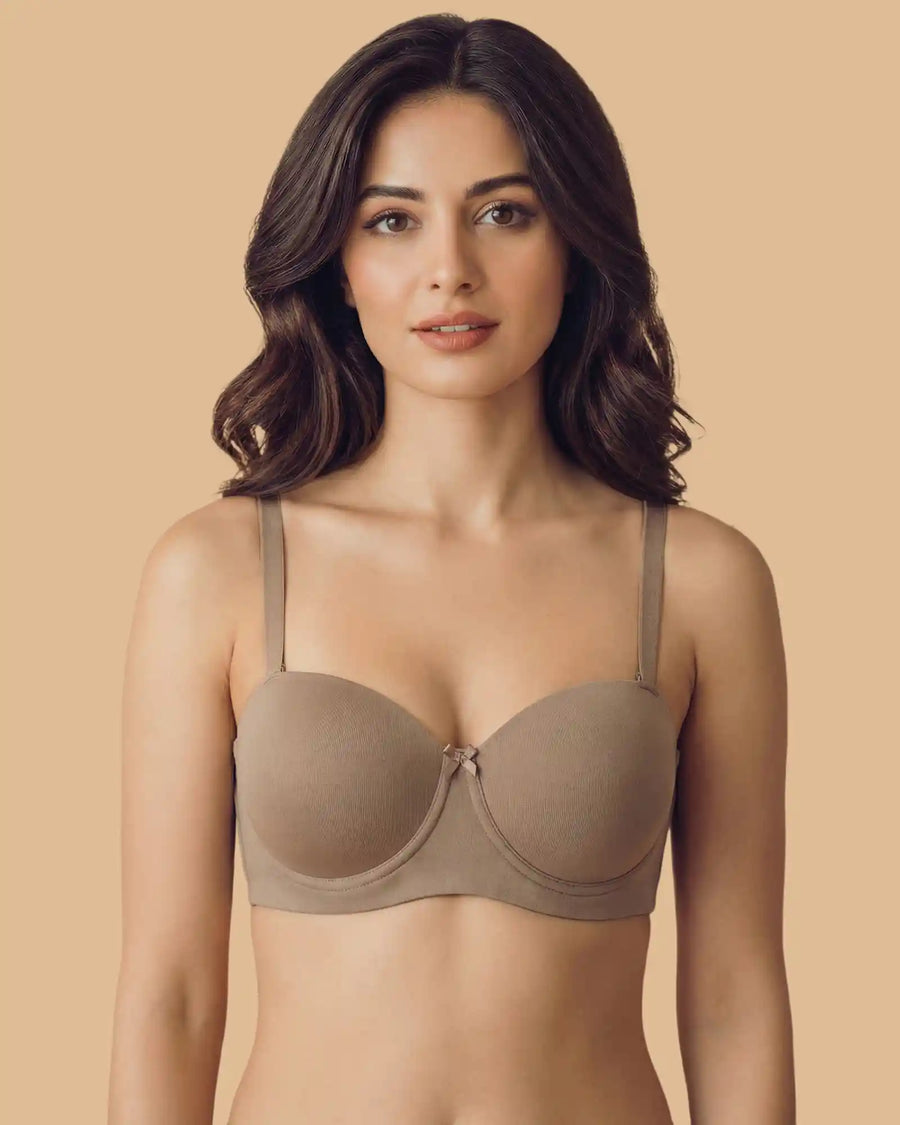 Tweens Bonded Demi-Cup Padded Cotton Spandex Bra (SB-91012)(Fawn)