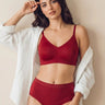 Cotton Full Coverage Padded Bonded Bra & Mid Rise Flexifit Hipster Panty Lingerie Set (TW-SB-938&63)(Red)