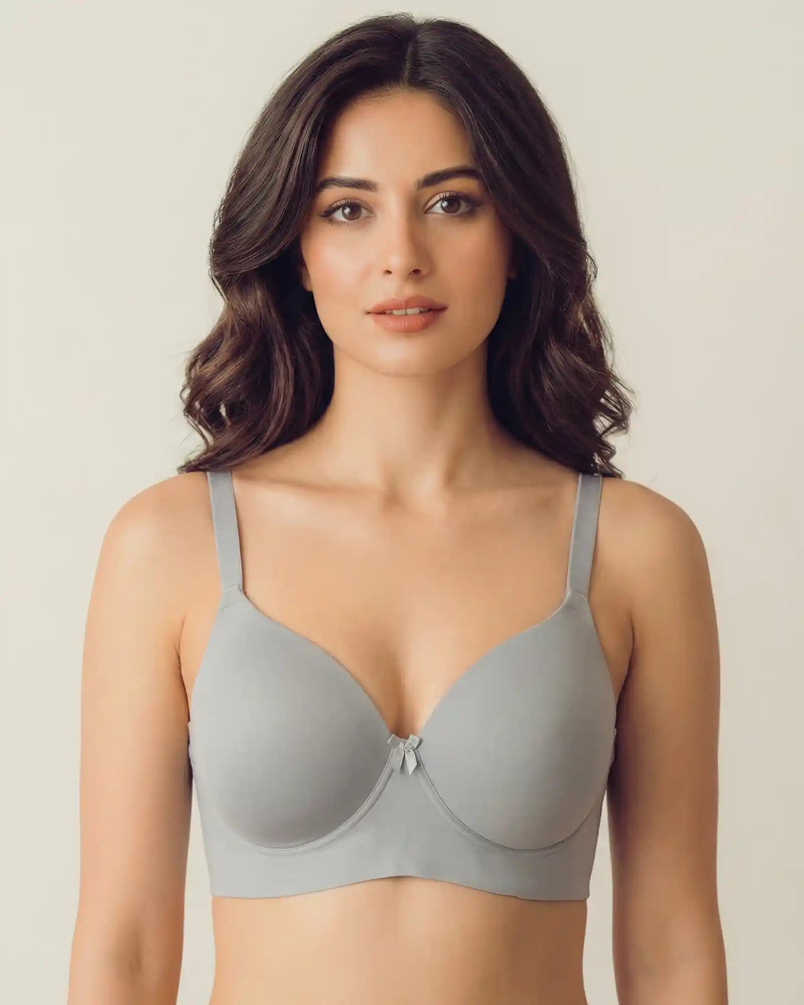 Everyday Lightly Padded Non-Wired Polyamide Bonded Bra (TW-95991 Grey)