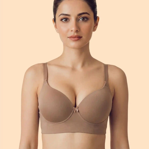 Cotton Non-wired Push-Up Bonded Bra (Level-3 Padding) with 3/4th Coverage (SB-93510) (Fawn)