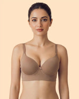 Cotton Non-wired Push-Up Bonded Bra (Level-3 Padding) with 3/4th Coverage (SB-93510) (Fawn)