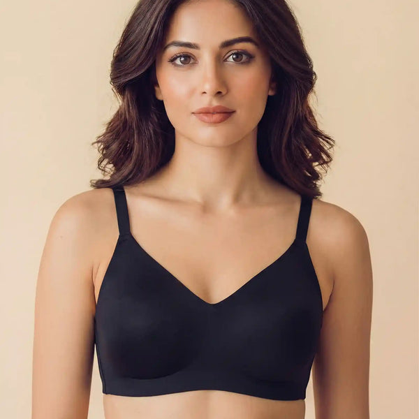 Cotton Non-Padded Full Coverage Bonded Bra (SB-935-Black)