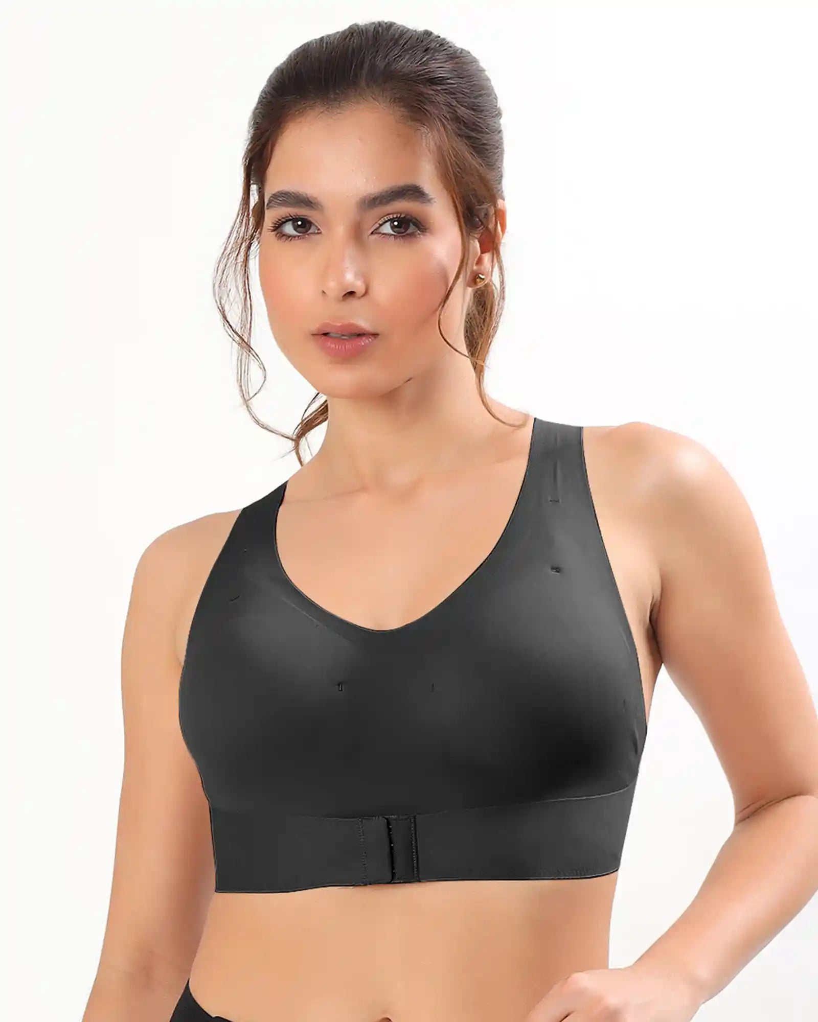 Bonded Gym Bra with Crisscross Back | Padded | Soft Polyamide (TW-SB-987-Black) (GB)