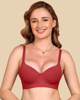 Polyamide Non-Wired Maximiser Push Up Bonded Bra (Level-3 Padding) with 3/4th Coverage (SB-95301) (Maroon)