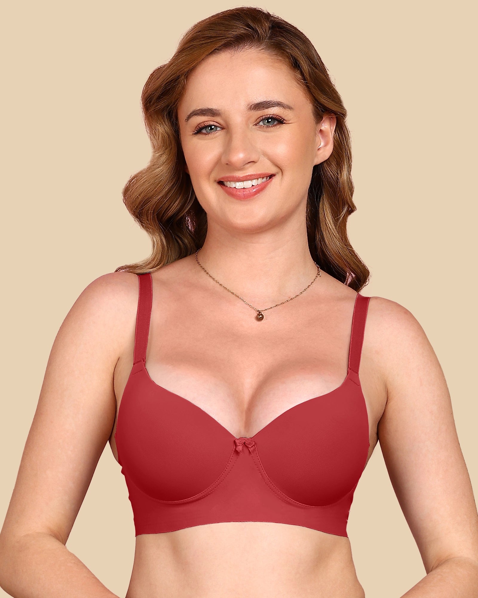 Polyamide Non-Wired Maximiser Push Up Bonded Bra (Level-3 Padding) with 3/4th Coverage (SB-95301) (Maroon)