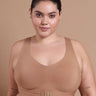 Bonded Gym Bra with Crisscross Back | Non-Padded | Breathable Cotton (Tw-SB-995)(Fawn) (MR)