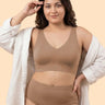 Cotton Plus Size Padded Bonded Bra | Full Coverage & Mid Rise Flexifit Hipster Panty Lingerie Set (TW-SB-918&63)(Fawn)