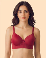 Polyamide Non-Wired Maximiser Push Up Bonded Bra (Level-3 Padding) with 3/4th Coverage (SB-95301) (Maroon)