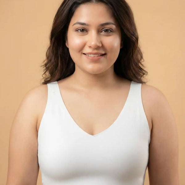 Cotton Non-Padded Plus-Size Bonded Bra with Hidden Concealer  (SB-915-White)