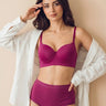 Cotton Push-Up Bonded Bra (Level-3 Padding) 3/4th Coverage & Mid Rise Flexifit Hipster Panty Lingerie Set  (TW-93510&63) (Wine)