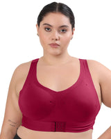 Bonded Gym Bra with Crisscross Back | Padded | Breathable Cotton (TW-SB-997)(Wine) (MR)