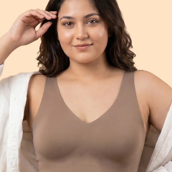 Cotton Padded Full Coverage Plus-Size Bonded Bra  (SB-918) (Fawn)