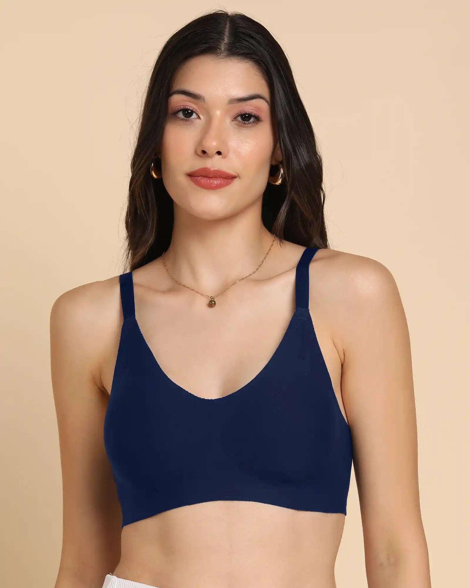 Tweens Lightly-Padded Cotton Spandex Invisi-Fit Bra (NAVY)