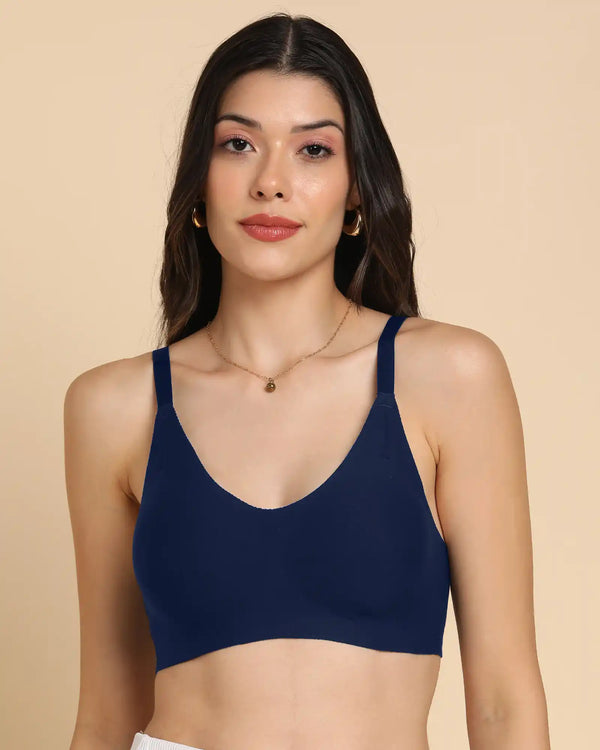 Tweens Lightly-Padded Cotton Spandex Invisi-Fit Bra (NAVY)