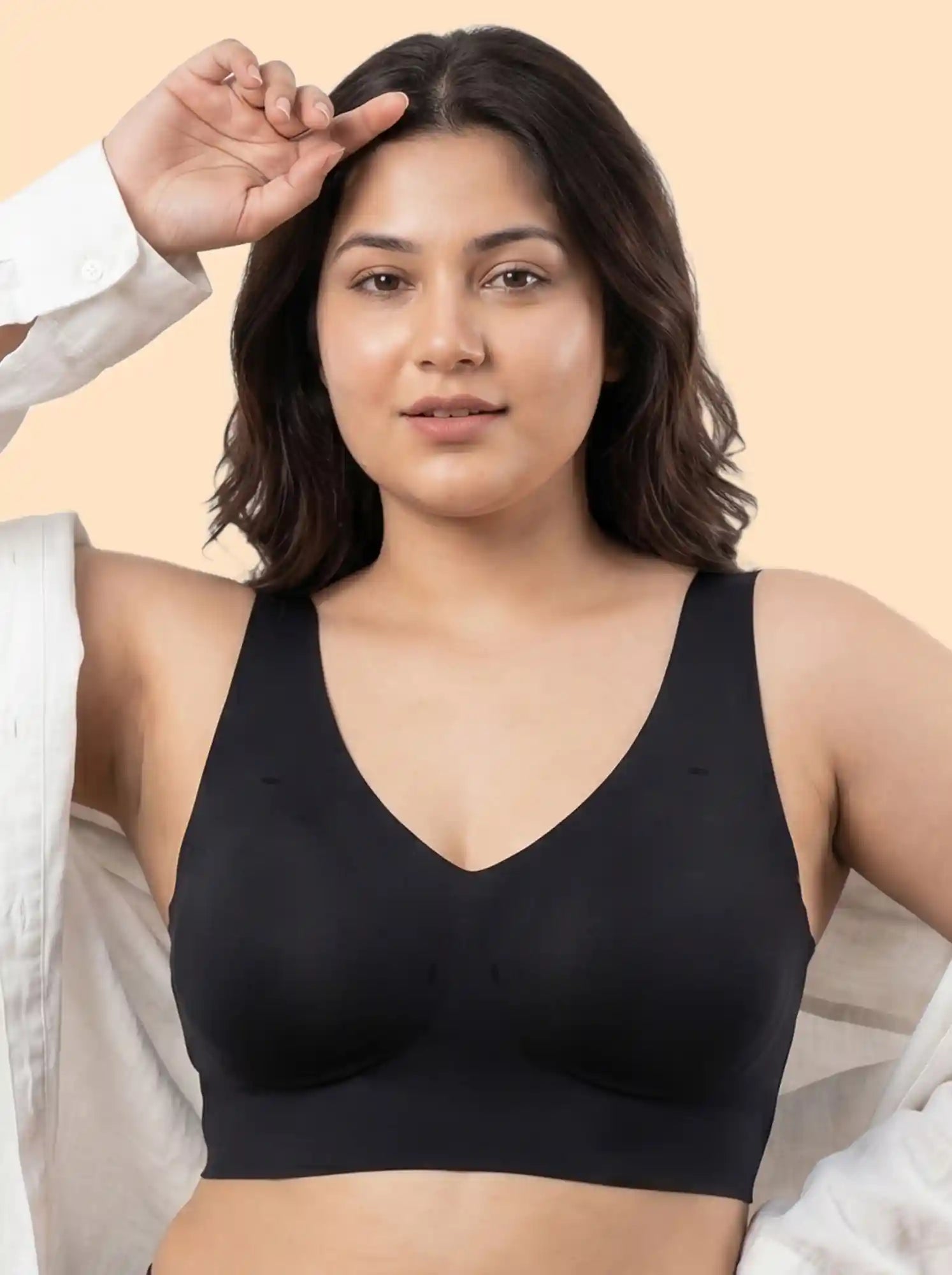 Cotton Padded Full Coverage Plus-Size Bonded Bra (SB-918-Black)