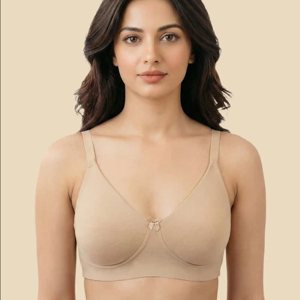 Cotton Non-Padded Full Coverage Everyday Bonded Bra (TW-IS-9401) (Skin)