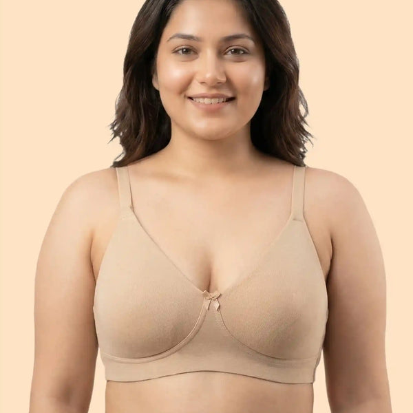 Cotton Non-Padded Full Coverage Everyday Bonded Bra (TW-IS-9401) (Skin)