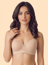 Cotton Padded Bonded T-Shirt Bra | Seamless Look, 360° Support & All-Day Comfort (TW-SB-9081-9082) (Skin)