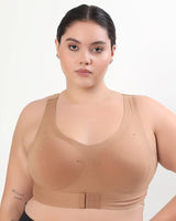 Bonded Gym Bra with Crisscross Back | Padded | Breathable Cotton (TW-SB-997)(Fawn) (MR)