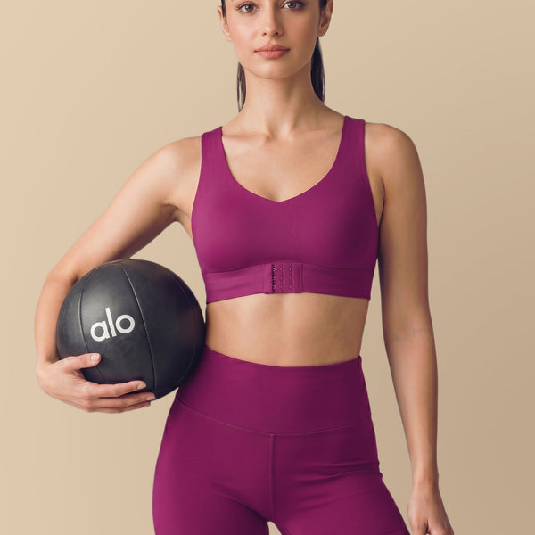 Bonded Gym Bra with Crisscross Back | Non-Padded | Breathable Cotton (TW-SB-995)(Wine)