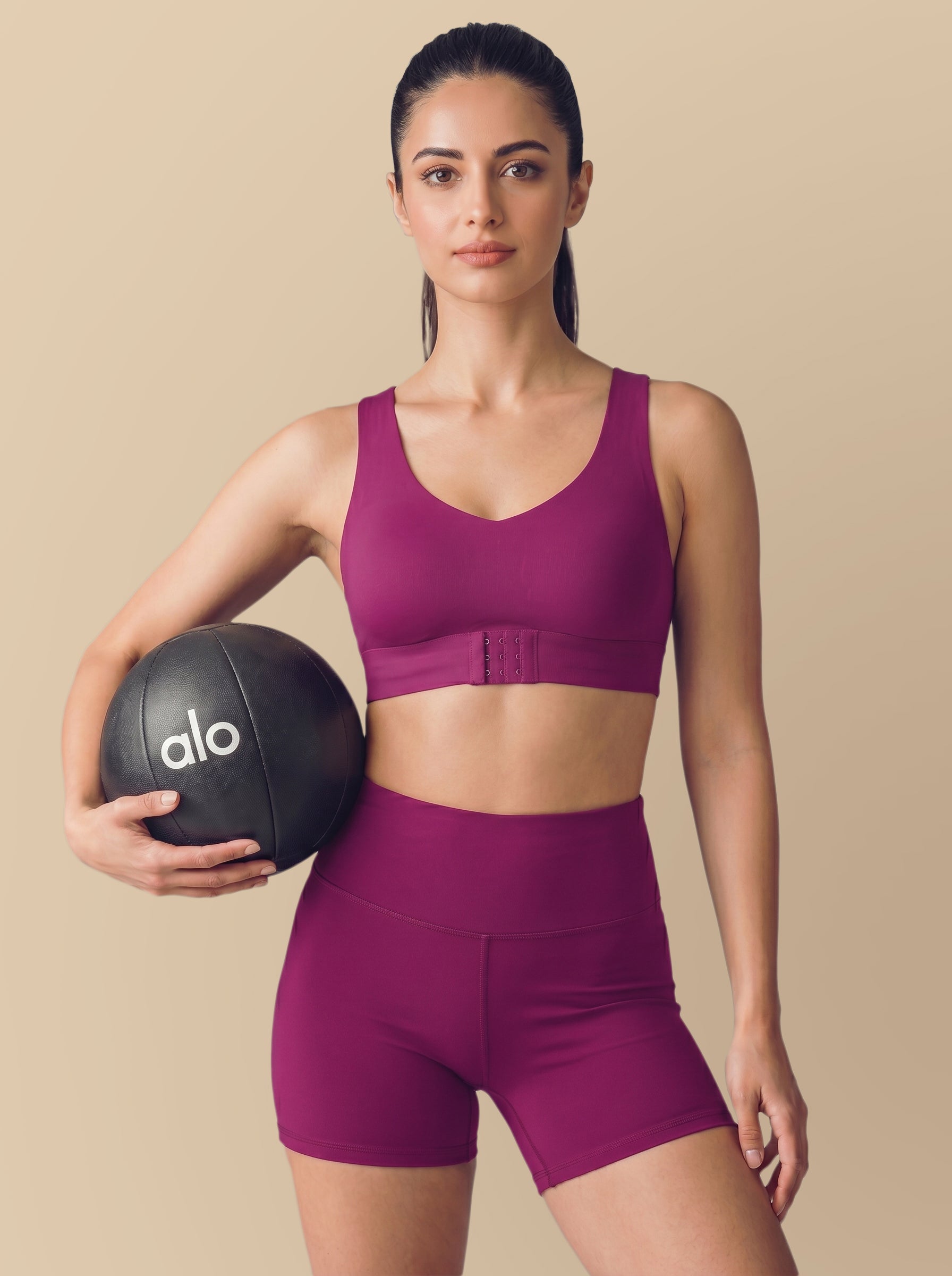 Bonded Gym Bra with Crisscross Back | Non-Padded | Breathable Cotton (TW-SB-995)(Wine)