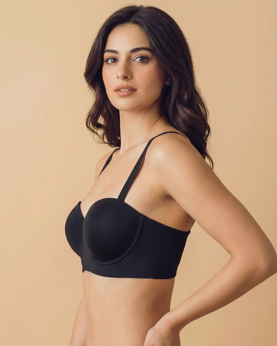 Tweens Bonded Demi-Cup Padded Cotton Spandex Bra (SB-91012)(Black)