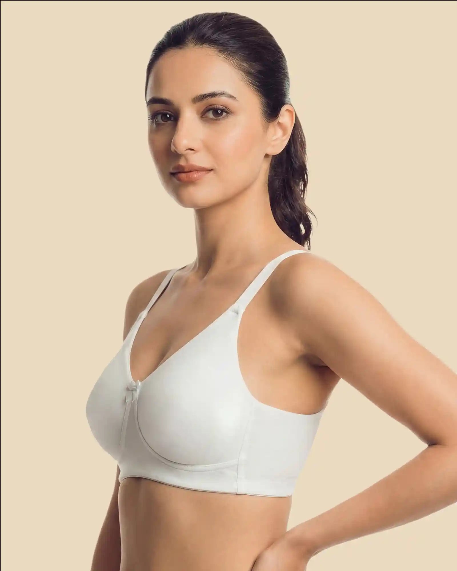 Cotton Non-Padded Full Coverage Everyday Bonded Bra (TW-IS-9401) (White)