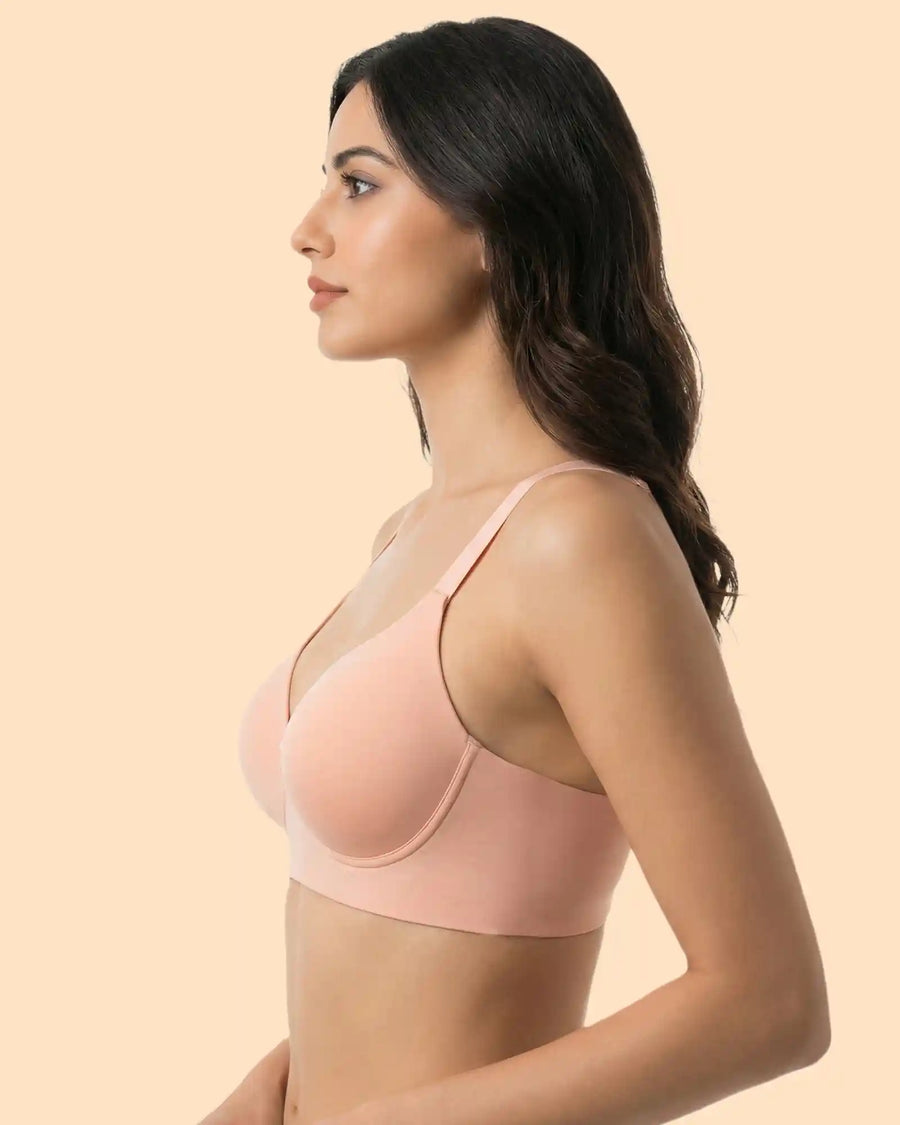 Polyamide Non-Wired Maximiser Push Up Bonded Bra (Level-3 Padding) with 3/4th Coverage  (SB-95301) (Peach)