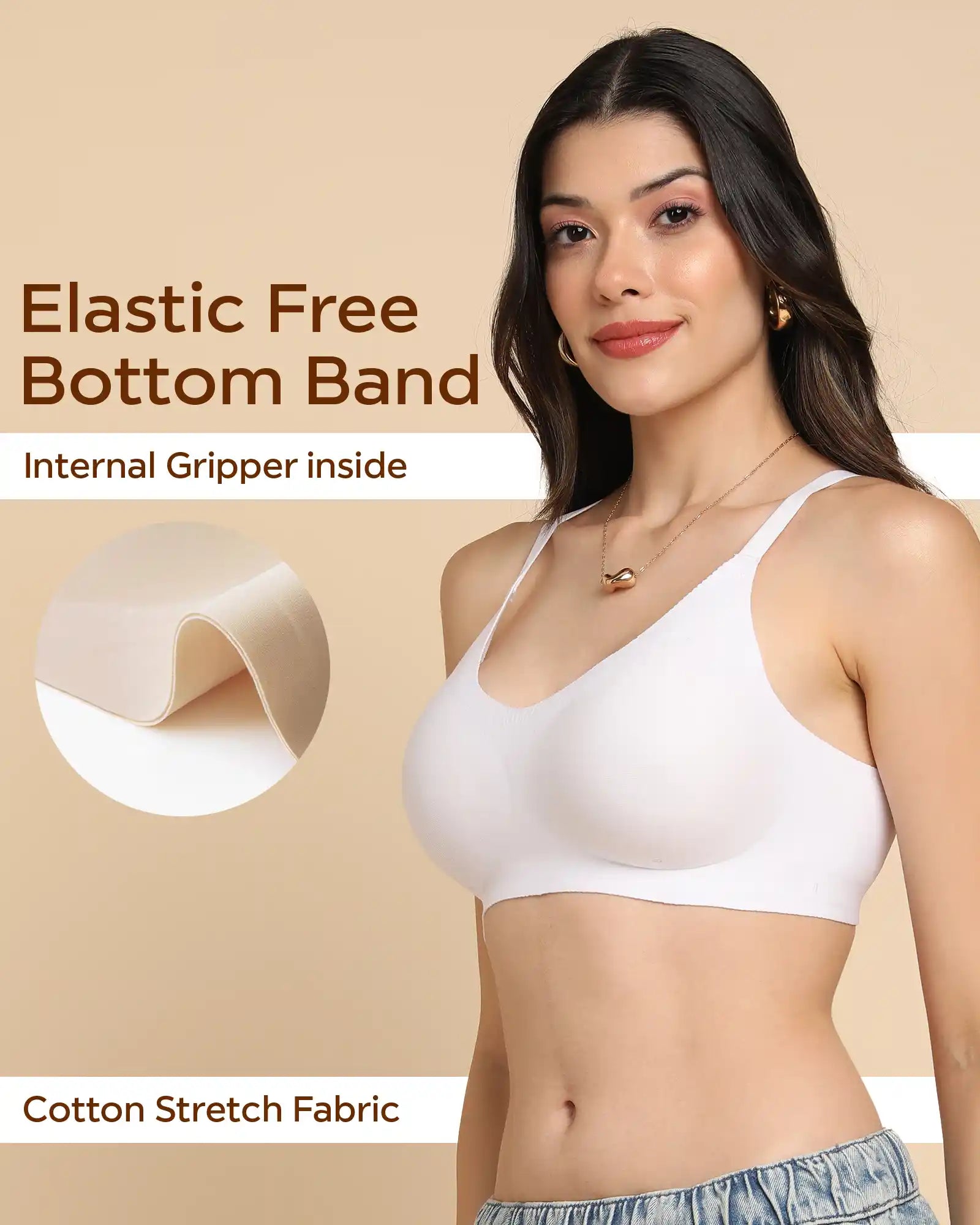 Tweens Lightly-Padded Cotton Spandex Invisi-Fit Bra (WHITE)
