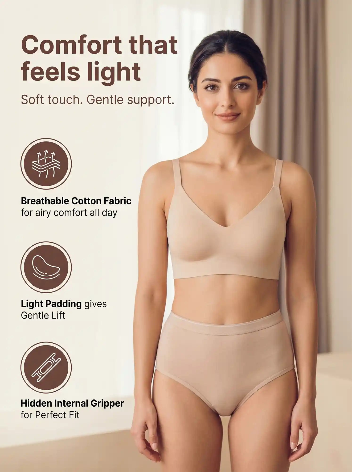 Cotton Non-Padded Full Coverage Bonded Bra (SB-935-Skin)