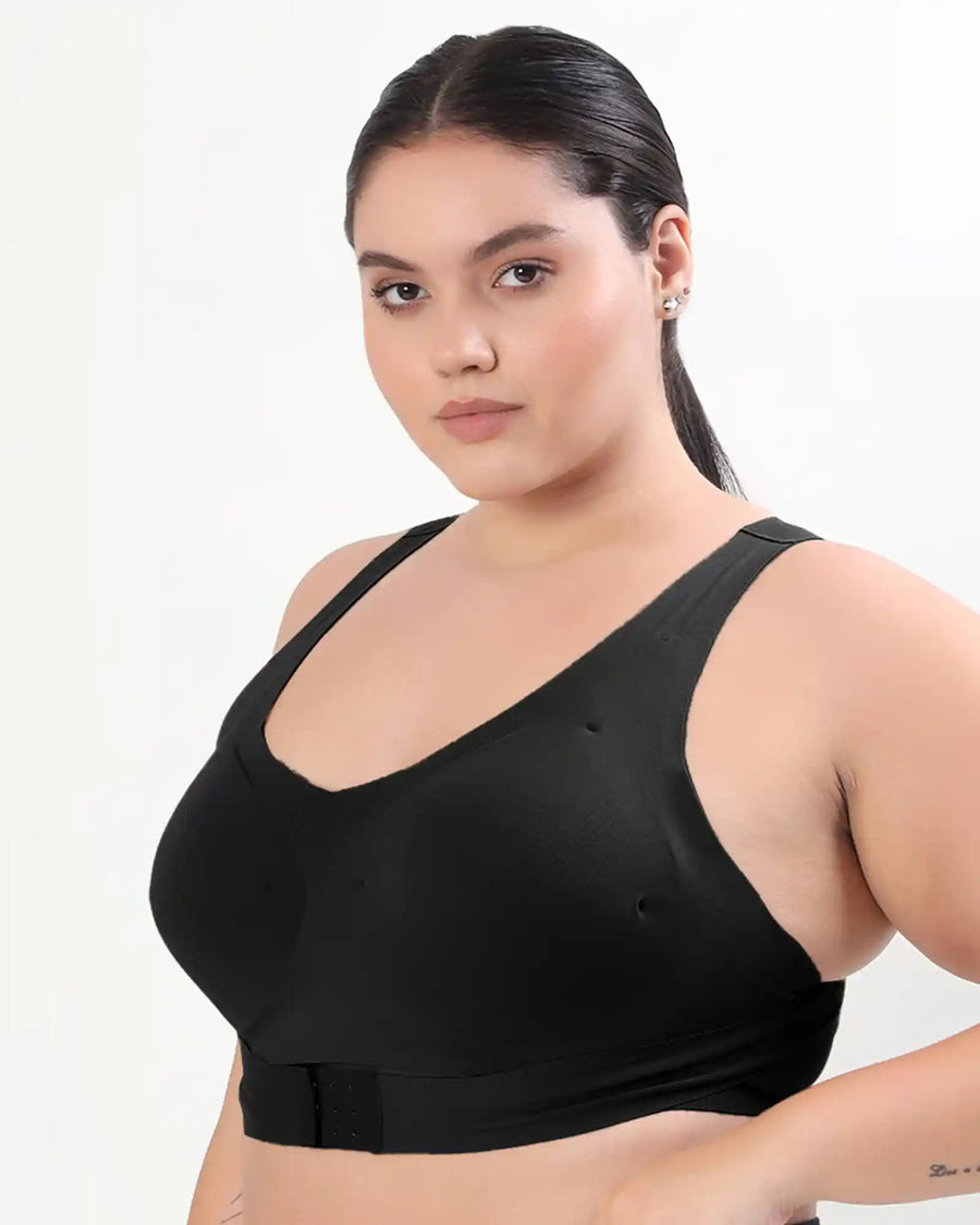 Bonded Gym Bra with Crisscross Back | Padded | Breathable Cotton (TW-SB-997)(Black) (MR)