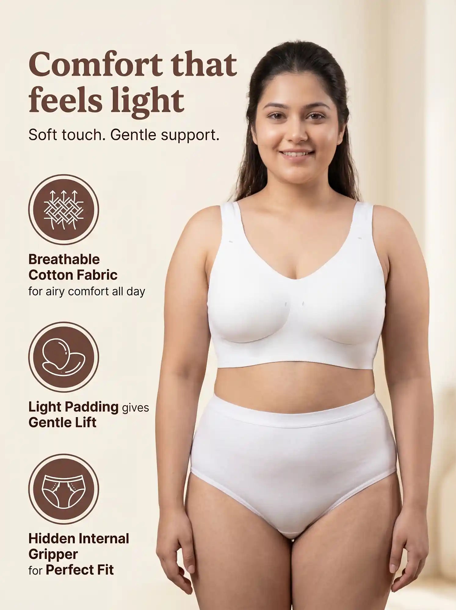Cotton Padded Full Coverage Plus-Size Bonded Bra (SB-918-White)