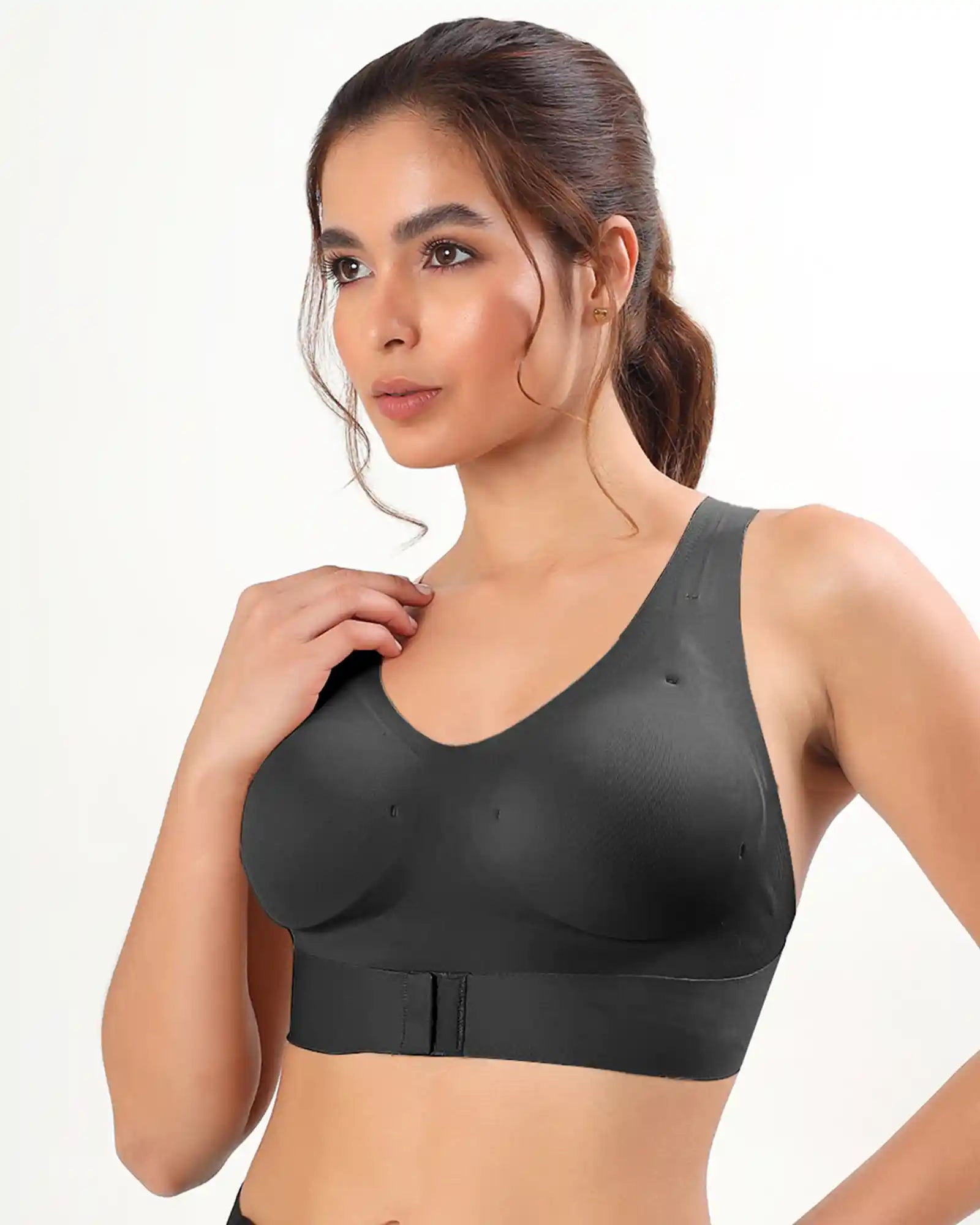 Bonded Gym Bra with Crisscross Back | Padded | Soft Polyamide (TW-SB-987-Black) (GB)