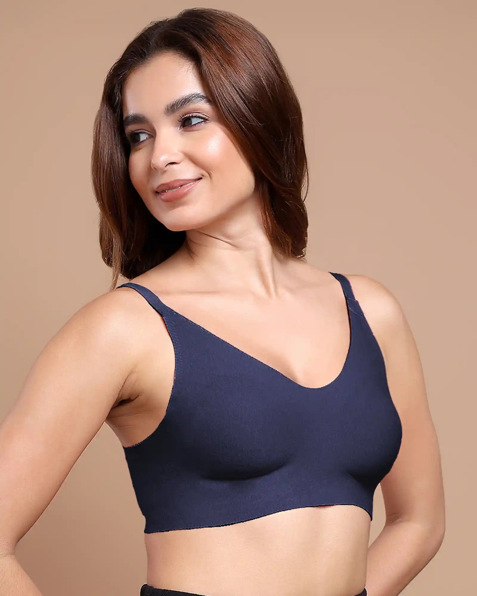 Cotton Non-Padded Full Coverage Bonded Bra (SB-935-Navy) (GB)