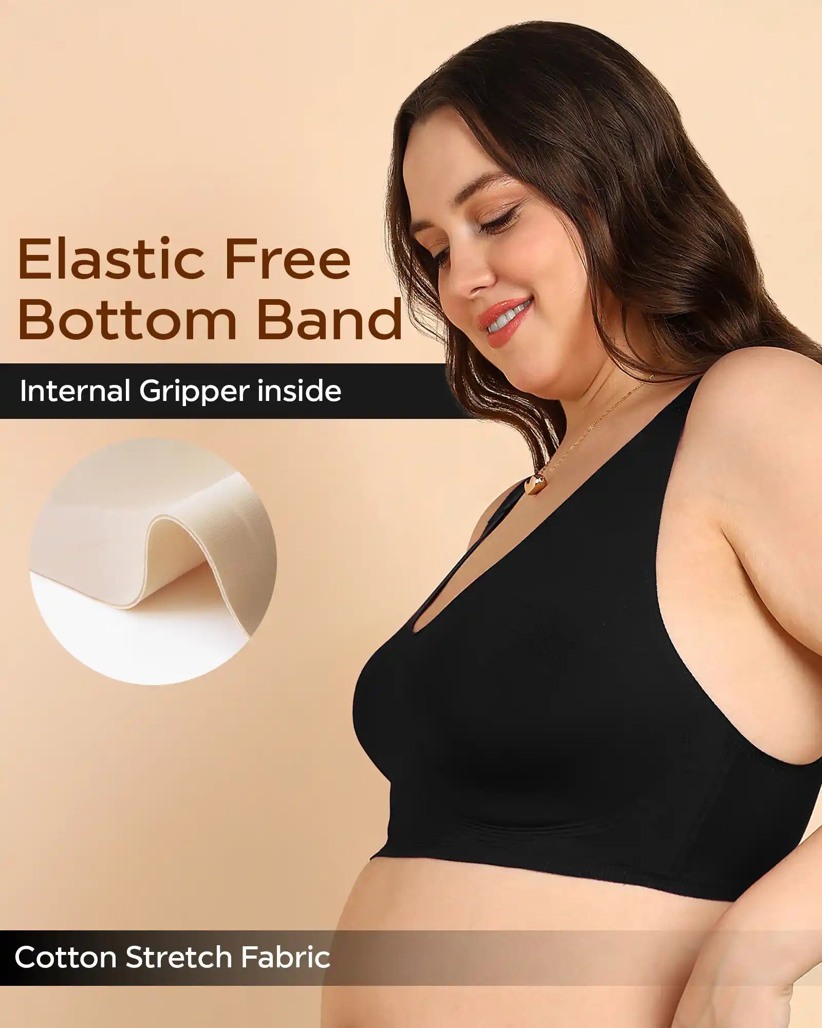 Tweens Invisi-Fit Cotton Fabric Plus-Size Lightly Padded Bra(TW-SB-918-BLACK)