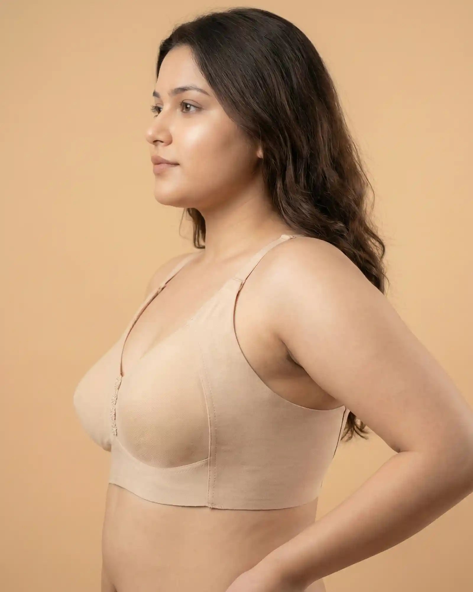 Cotton Non-Padded Plus-Size M-Frame Minimiser Bonded Bra (SB-9303)(Skin)
